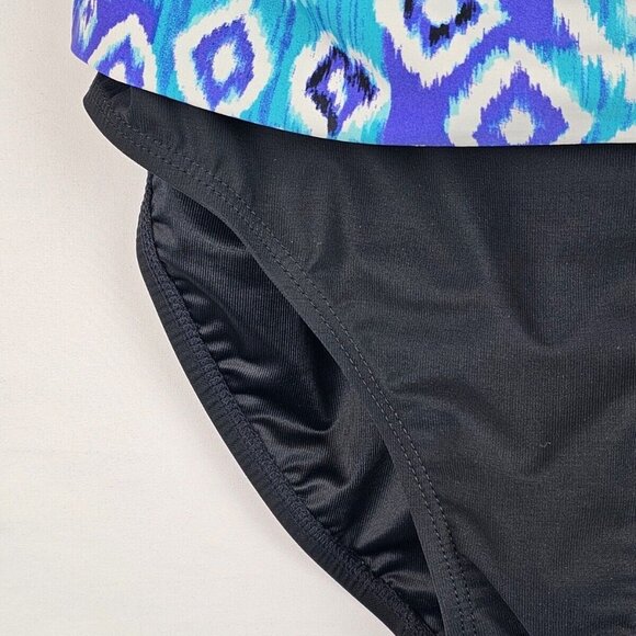 Beach Diva Women's One Piece Swimsuit Size 12 Blue Strapless Padded Swim - Picture 3 of 7